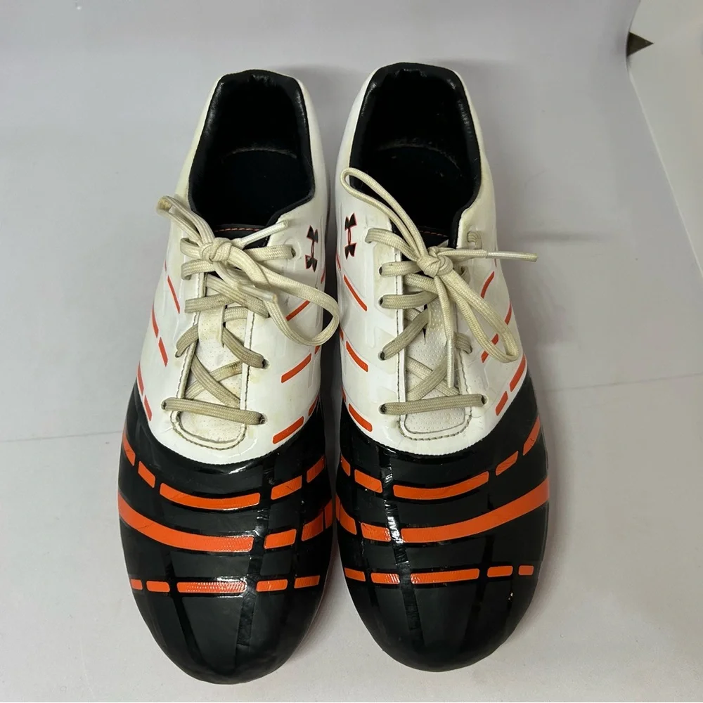 Under Armour White Black Orange Cleats‎ Athletic Shoes 7.5